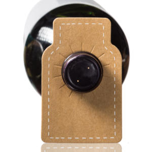 Leather Paper Kraft Wine Bottle Tags - 100 Count - Premium Brown Wine Cellar Labels with Stitched Border